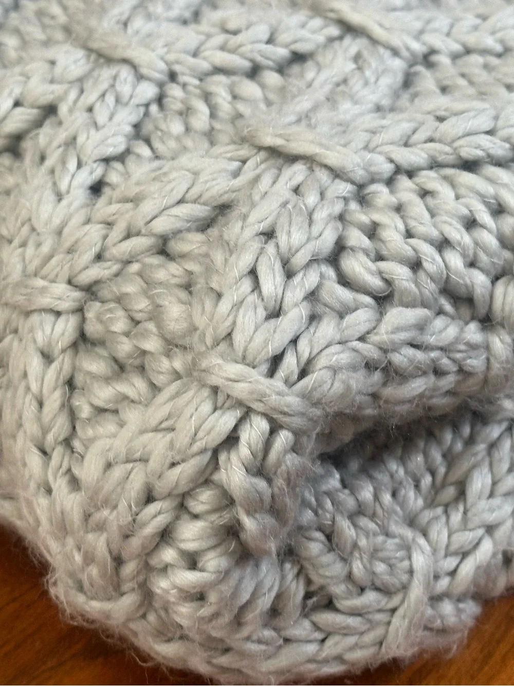 RH Baby & Child Chunky Hand-Knit Stroller Blanket Ash Gray Wool Blend 31x45